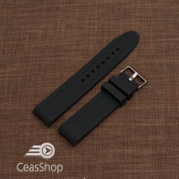 Curea silicon neagra capat curbat 20mm-49196