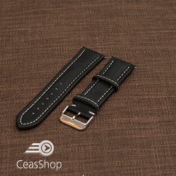 Curea piele neagră cu cusatura alba 20 mm - 46384