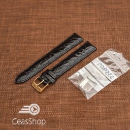Curea crocodil veritabil , neagră, captusita cu finisaj lucios 18mm - 35908