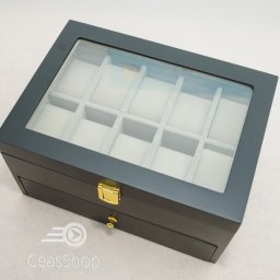 Cutie pastrare ceasuri lemn pentru 20 ceasuri neagră