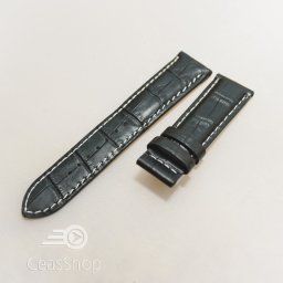 Curea piele vitel captusita neagra, cusaturi albe 20 mm pentru deployant