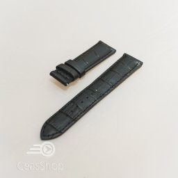 Curea piele vitel captusita neagra, cusaturi negre 18 mm pentru deployant