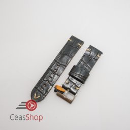 Curea piele neagră model crocodil vintage QR 24mm - 4030124