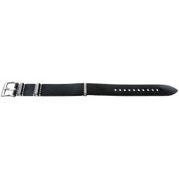 Curea NATO piele neagra cusătură albă 22mm catarame otel- 54117