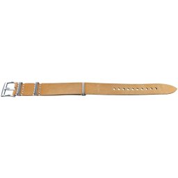 Curea NATO piele maro deschis cusătură albă 22mm catarame otel- 54092