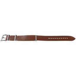 Curea NATO piele maro inchis cusătură albă 20mm catarame otel- 54093