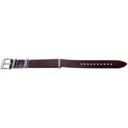 Curea NATO piele maro roșcat cusătură albă 20mm catarame otel- 55882