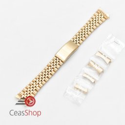 Bratara metalica reglabila aurie model Rolex capete curbate 18-22mm - 51366