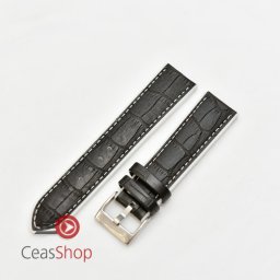 Curea hibrid silicon si piele model crocodil neagra cu alb 22mm - 4205822