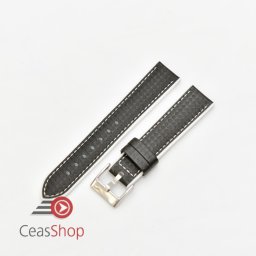 Curea hibrid silicon si piele fibra carbon neagra cu alb 22mm - 4005822