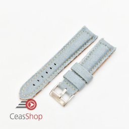 Curea piele si jeans căptușită albastru pal 22mm - 3892219