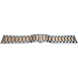 Bratara bicoloră rose gold argintie deployant capat drept 20mm - 57135