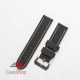 Curea piele si jeans neagră 22mm - 390221