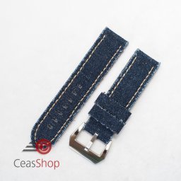 Curea piele si jeans albastră 18mm - 3900518