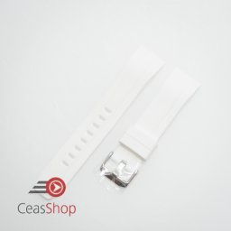 Curea silicon albă capat curbat 22mm - 57212