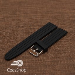 Curea silicon neagră cu dungi 20mm - 47981