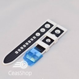 Curea silicon sport GRAND PRIX alba cu negru 24mm - 38177