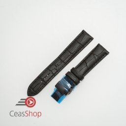 Curea piele vitel captusita negră deployant negru 20 mm