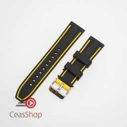 Curea silicon doua culori neagra cu galben 22mm- 51581