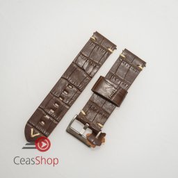 Curea piele maro închis model crocodil vintage QR 22mm - 4030222