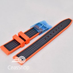 Curea silicon sport fibra carbon portocalie cu negru 18mm - 47330