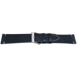 Curea piele albastru inchis vintage, cusătura alba 22mm - 57100