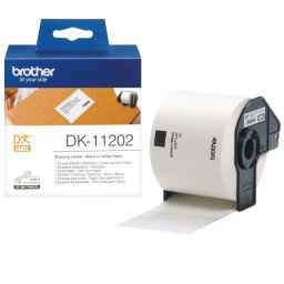 Etichete Brother DK11202, 62mm x 100mm, negru/alb, 300bucati