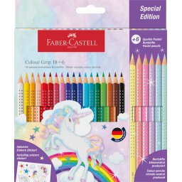 Creioane colorate 18+6 culori Grip 2001 Unicorn Faber-Castell