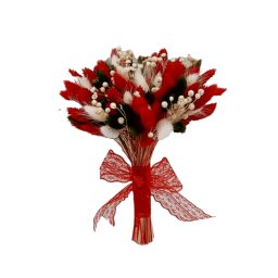 Buchet mireasa/nasa din flori uscate, rosu-alb-verde - FEIS301001