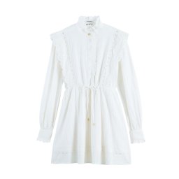SCOTCH & SODA Rochie Mini Shirt Dress With Lace Detail In Organic Cotton 170951 SC5695 vanilla white