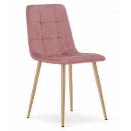 Scaun bucatarie/dining, Artool, Kara, catifea roz, picioare metal natur, 44.5x50.5x87 cm
