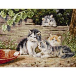 Set goblen de cusut, cu diagrama, Pisici 23x18 cm