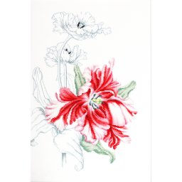 Set de brodat in cruciulita, Lalea rosie 23,5x34,5 cm