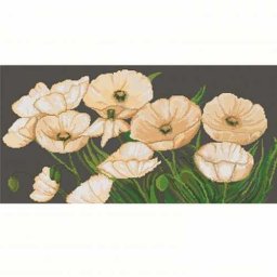 Set goblen de cusut, cu diagrama, Maci albi, 31,5x16 cm