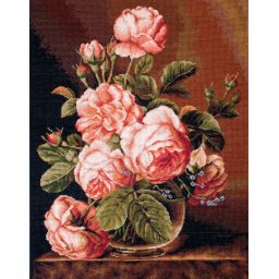 Set goblen de cusut, cu diagrama, Vaza cu trandafiri, 24x30 cm
