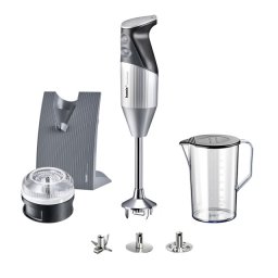 Mixer BAMIX Swissline 200W, 2 Viteze, Motor profesional, 3 Lame, Vas 1 l, Procesor, Argintiu