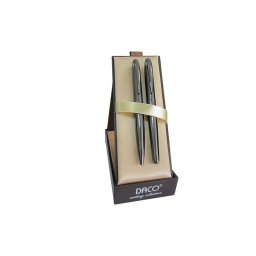 Set pix+stilou Daco SE201GR gri inchis cu accesorii argintii