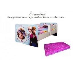 Pat junior personalizat Frozen 160x80 cu saltea cadou 2-12 ani
