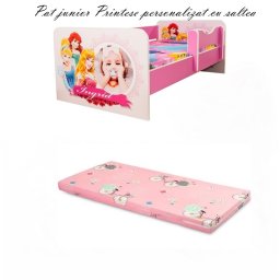 Pat junior Printese personalizat 160x80 cu saltea cadou 2-12 ani