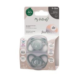 Set 2 Suzete MyButterfly din silicon, forma anatomica, simetrica, tetina ortodontica flexibila, cu cutie de transport si sterilizare, 5-18 luni, nip first moments 31611 Children SafetyCare