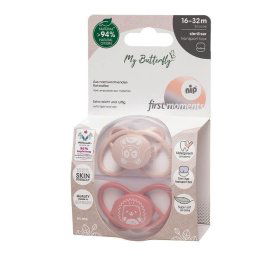Set 2 Suzete MyButterfly din silicon, forma anatomica, simetrica, tetina ortodontica flexibila, cu cutie de transport si sterilizare, 16 - 32 luni, nip first moments 31612 Children SafetyCare