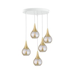 Lustră pe cablu LACRIMA WHITE 5xE27/60W/230V d. 45 cm