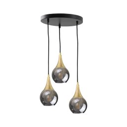 Lustră pe cablu LACRIMA SMOKY 3xE27/60W/230V d. 30 cm