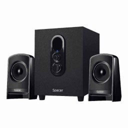 BOXE SPACER 2.1- RMS: 20W2 x 5W + 10W)- control volum- bass- subwoofer lemn MDF- 220V alimentare- USB/FM/AUX- black- SPSK-21BT-L