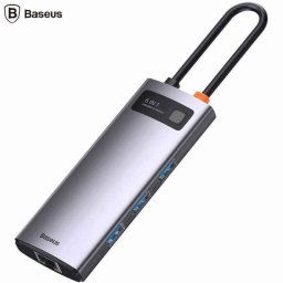 DOCKING Station Baseus Metal Gleam- conectare PC USB Type-C- USB 3.0 x 3- RJ-45 Gigabit LAN x 1- USB Type C x 1 PD 100W 5V / 9V