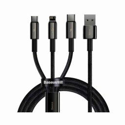 CABLU alimentare si date Baseus Tungsten Gold One-for-three- Fast Charging Data Cable pt. smartphone- USB la Micro-USB + Lightni