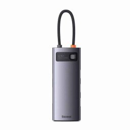 DOCKING Station Baseus Metal Gleam- conectare PC USB Type-C- USB 3.0 x 3- USB Type C x 1 PD 20V/5A- card reader SD/microSD- gri