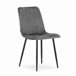 Scaun bucatarie/living, Artool, Lava, catifea gri, picioare metal negru, 43x51x90 cm