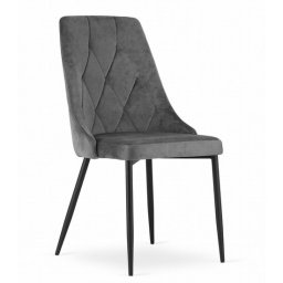 Scaun bucatarie/living, Artool, Imola, catifea gri, picioare metal negru, 48.5x61x93.5 cm