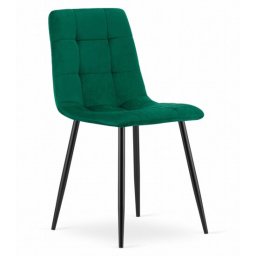 Scaun bucatarie/living, Artool, Kara, catifea verde, picioare metal negru, 44.5x50.5x87 cm